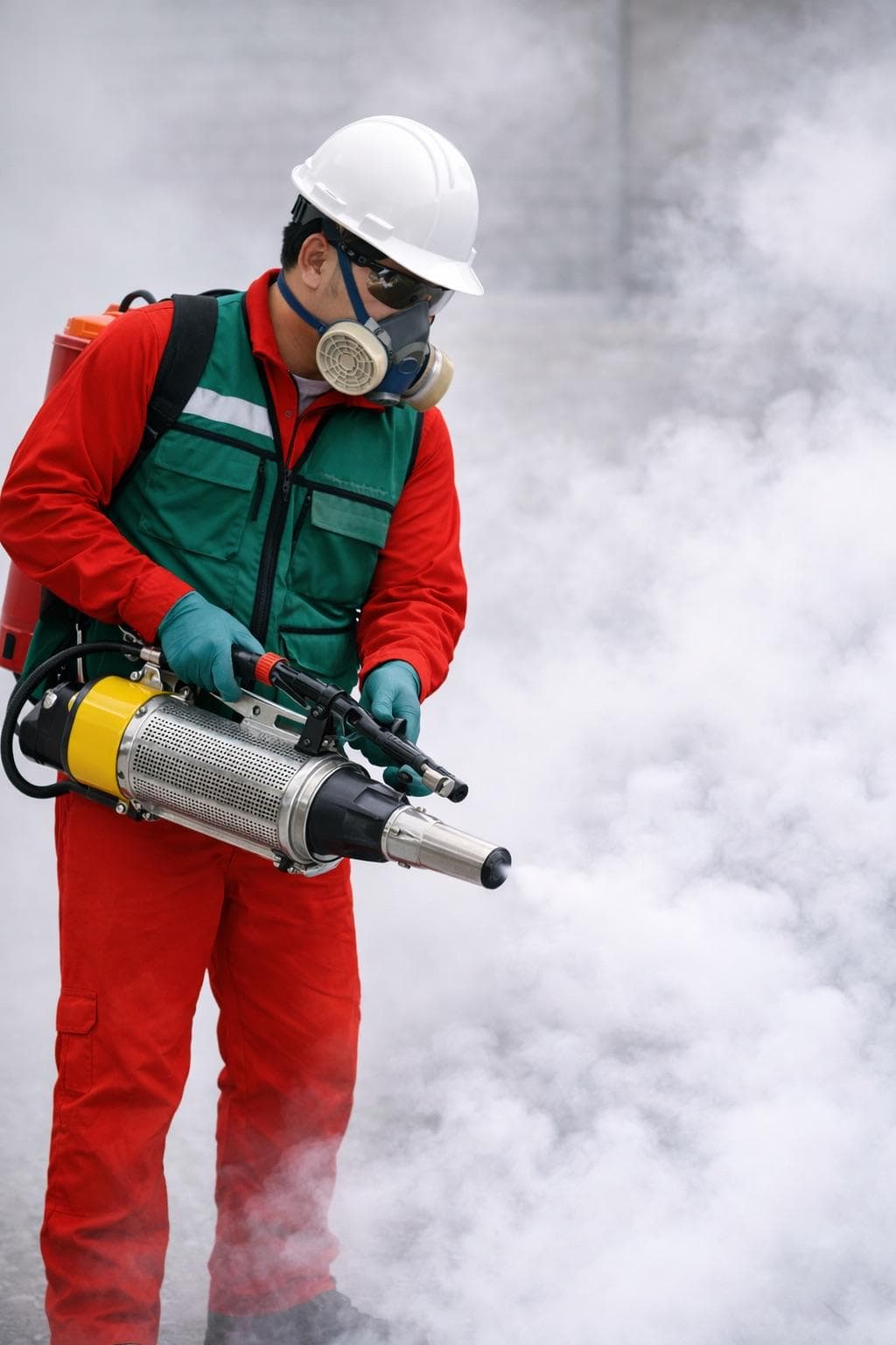 Técnico de FUR realizando fumigación profesional